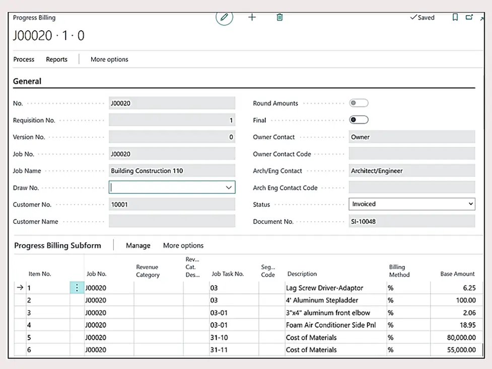 Progress Billing