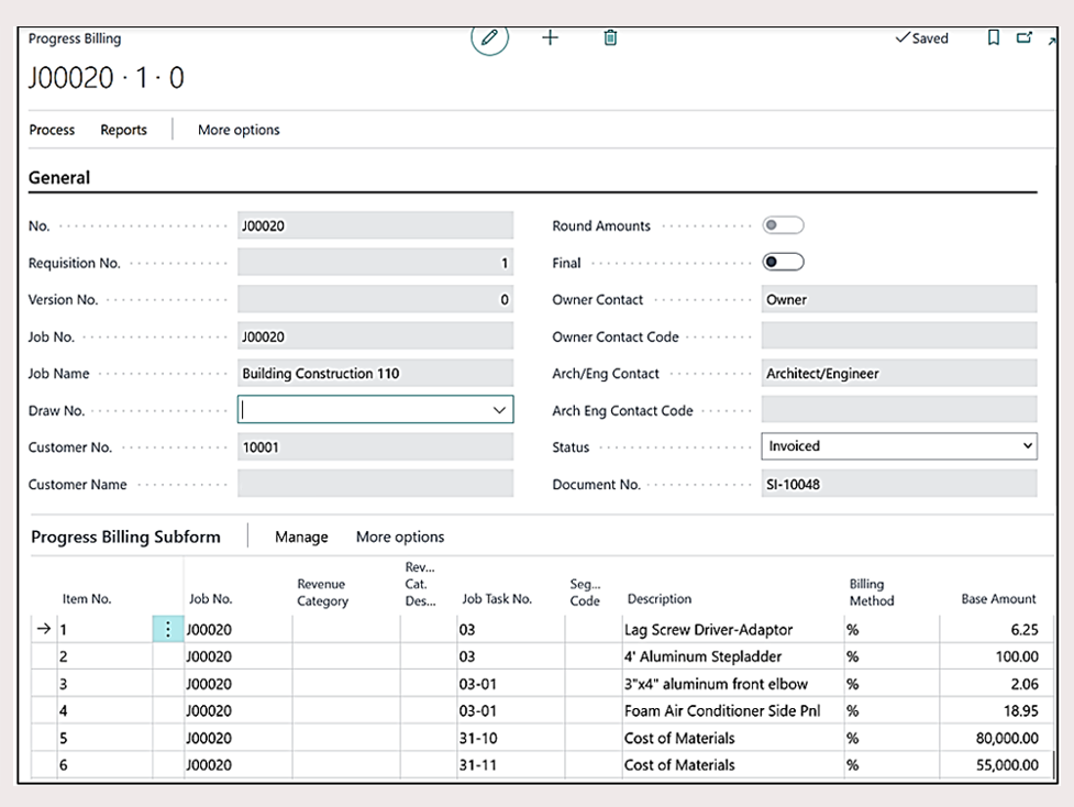 Progress Billing